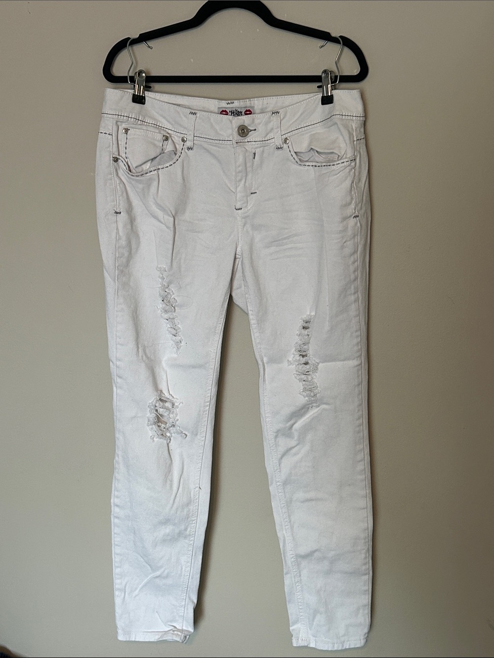 White Distressed Skinny Jeans for Women - Slim Fit